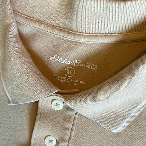 EDDIE BAUER Tan Men’s Short Sleeve Polo Shirt GUC Size XL - Picture 3 of 5
